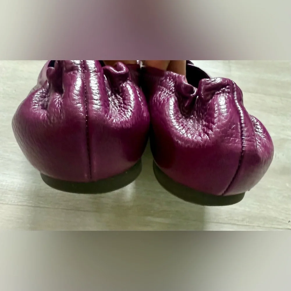 TORY BURCH Purple Leather Reva Ballet Flats Size 8
